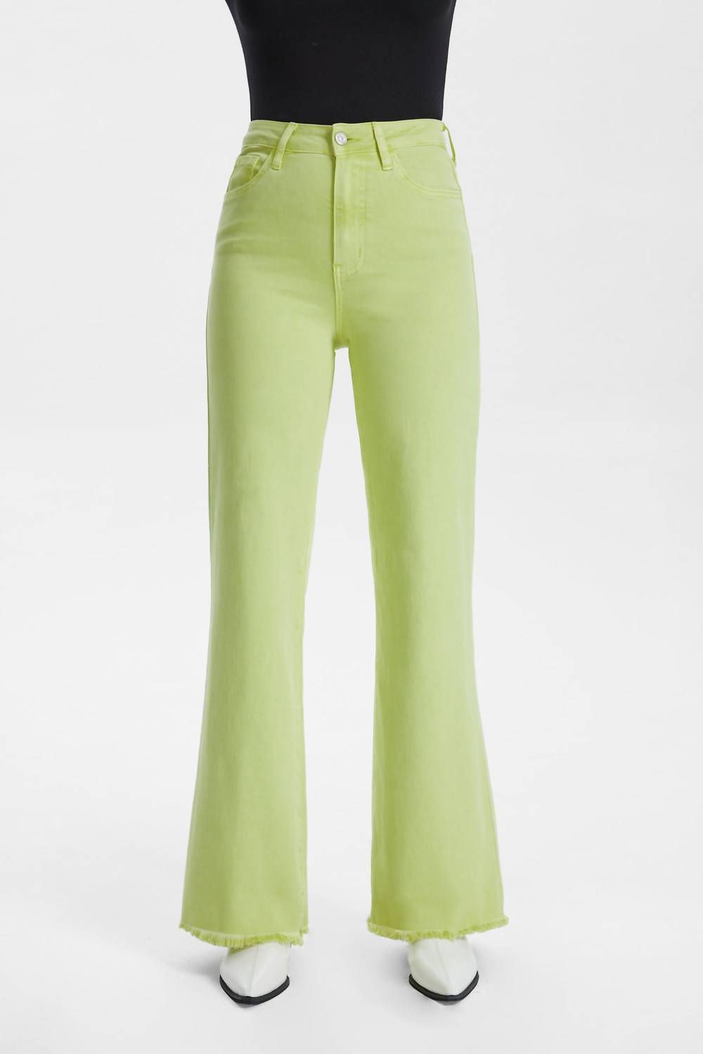 Bayeas Stella High Rise Wide Leg Jeans in pistachio - women's jeans
