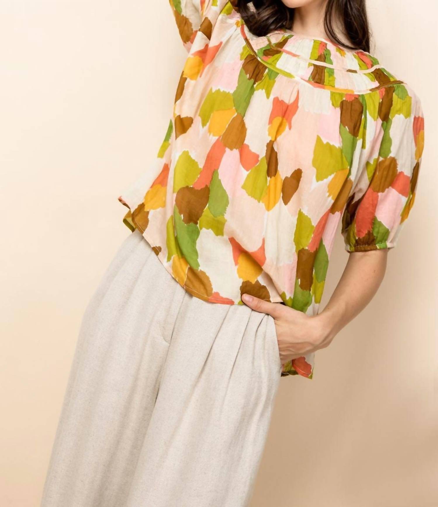 Thml - Krista Abstract Multi Color Short Sleeve Top