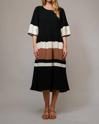 Blue B - Scoop Neck Stripe Midi Dress