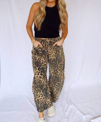 So Me - Animal Print Barrel Jeans