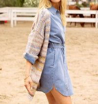 Skies Are Blue - Washed Denim Buttondown Shirt Dress
