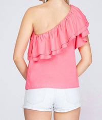 She + Sky - Flirty Looks Ruffle One Shoulder Top