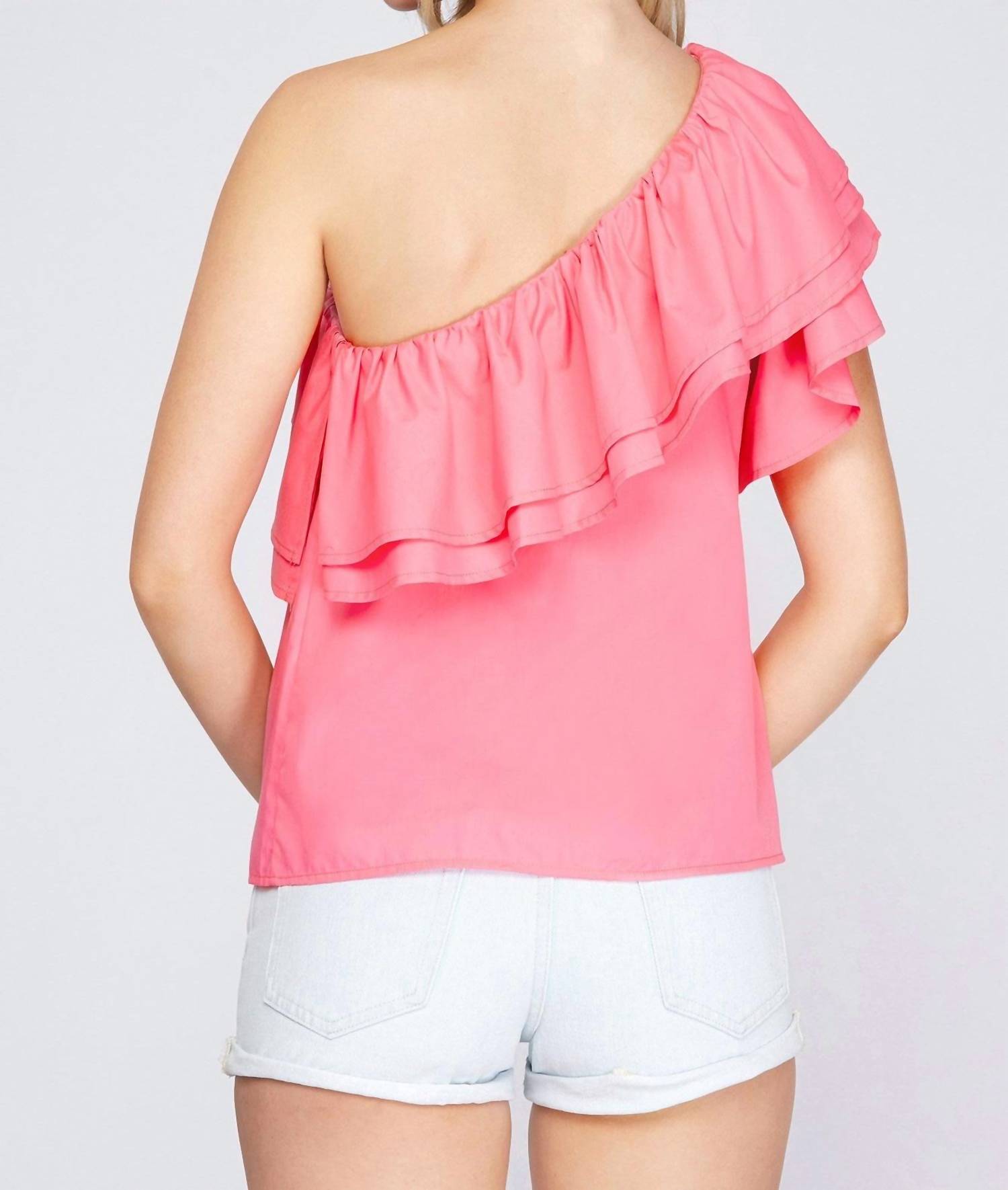 She + Sky - Flirty Looks Ruffle One Shoulder Top