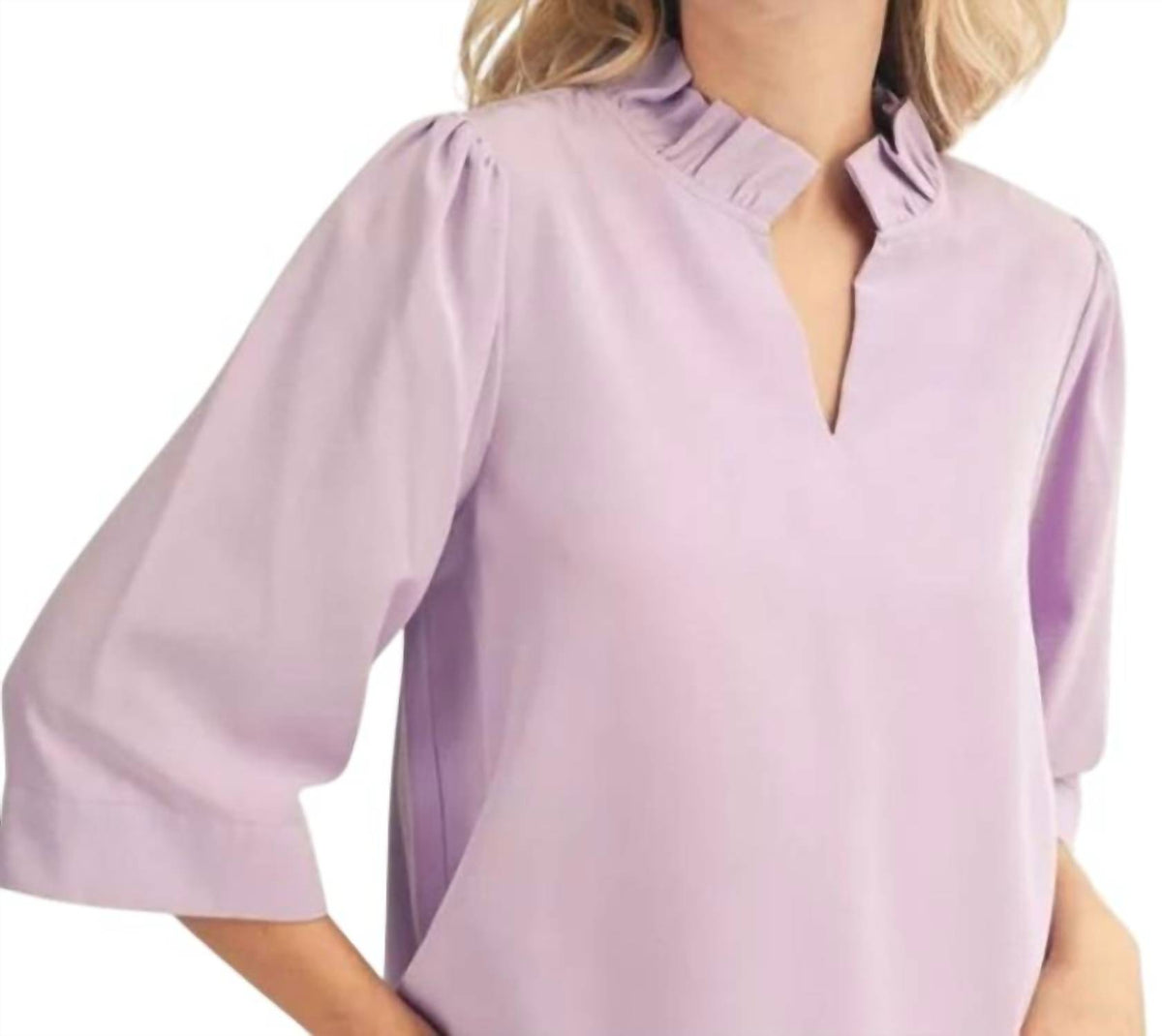 Jodifl - 3/4 Sleeves Crinkled Solid Top
