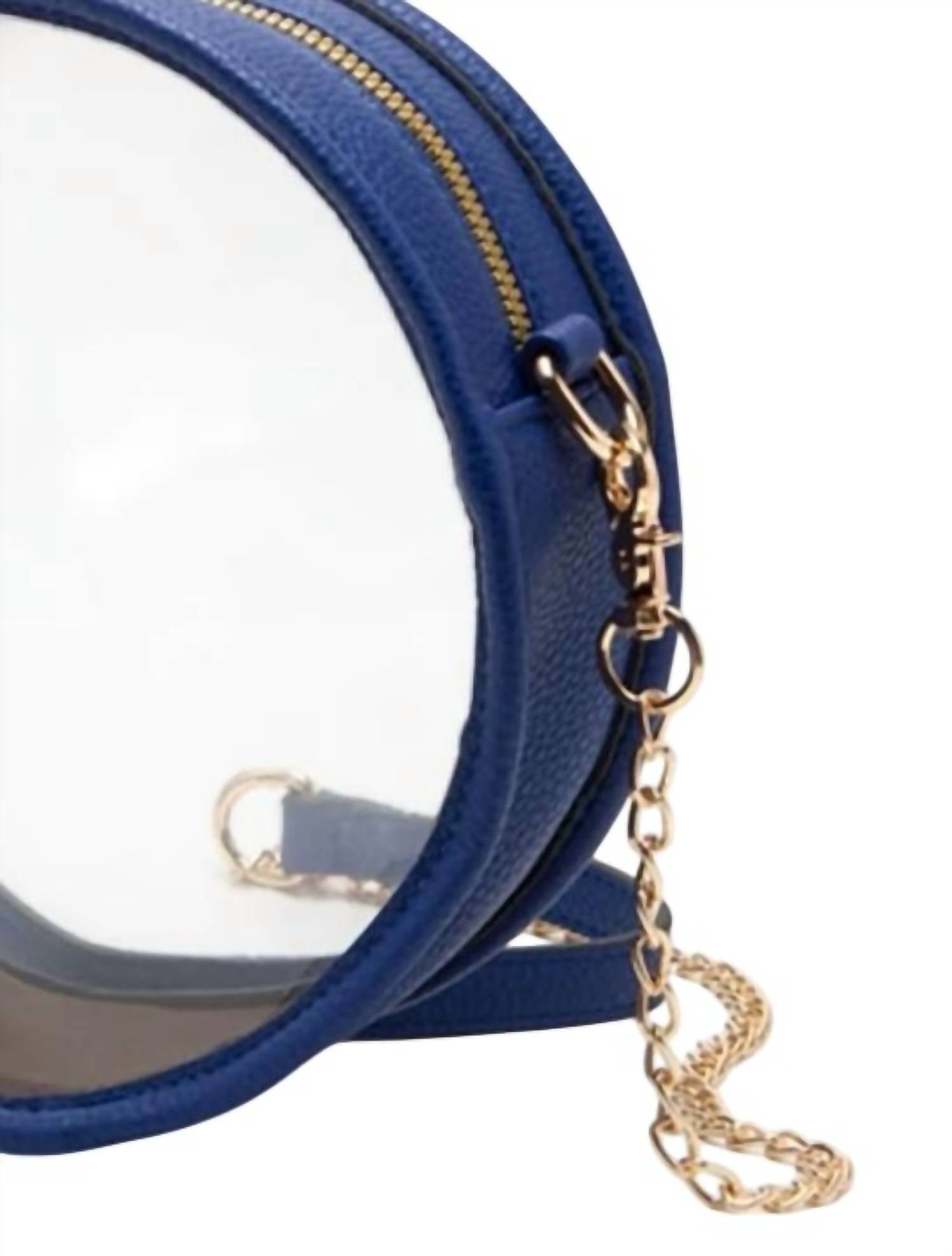 Hana - Solid Color Trim Clear Round Crossbody Bag