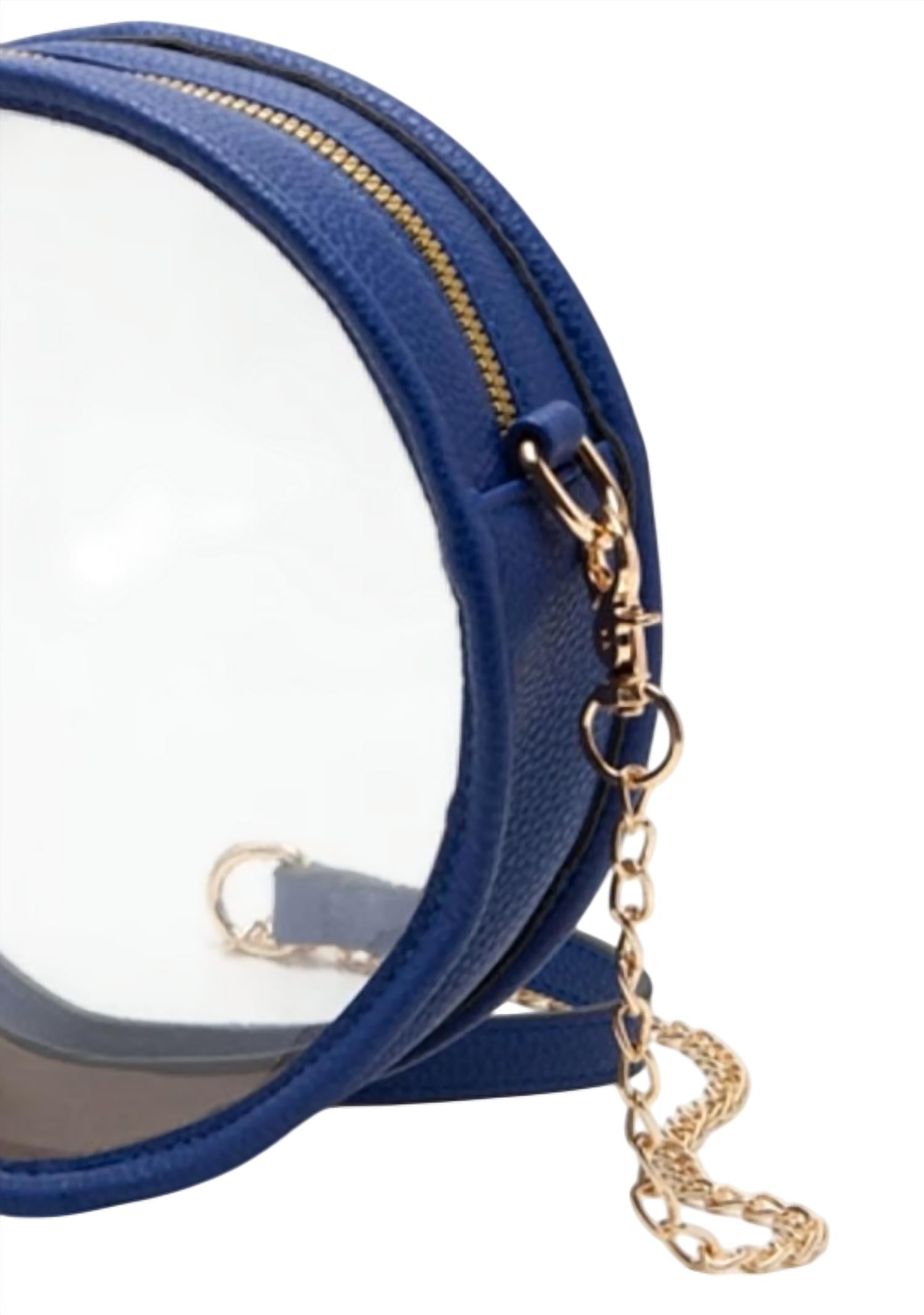 Hana - Solid Color Trim Clear Round Crossbody Bag