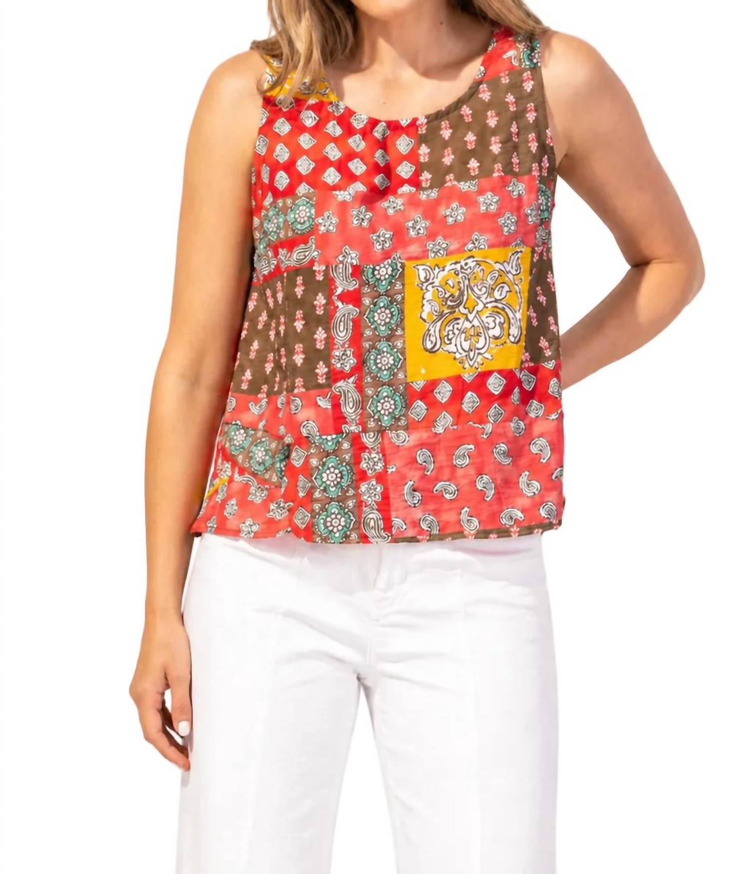 Escape By Habitat - Button Back Patchwork Paisley Tank