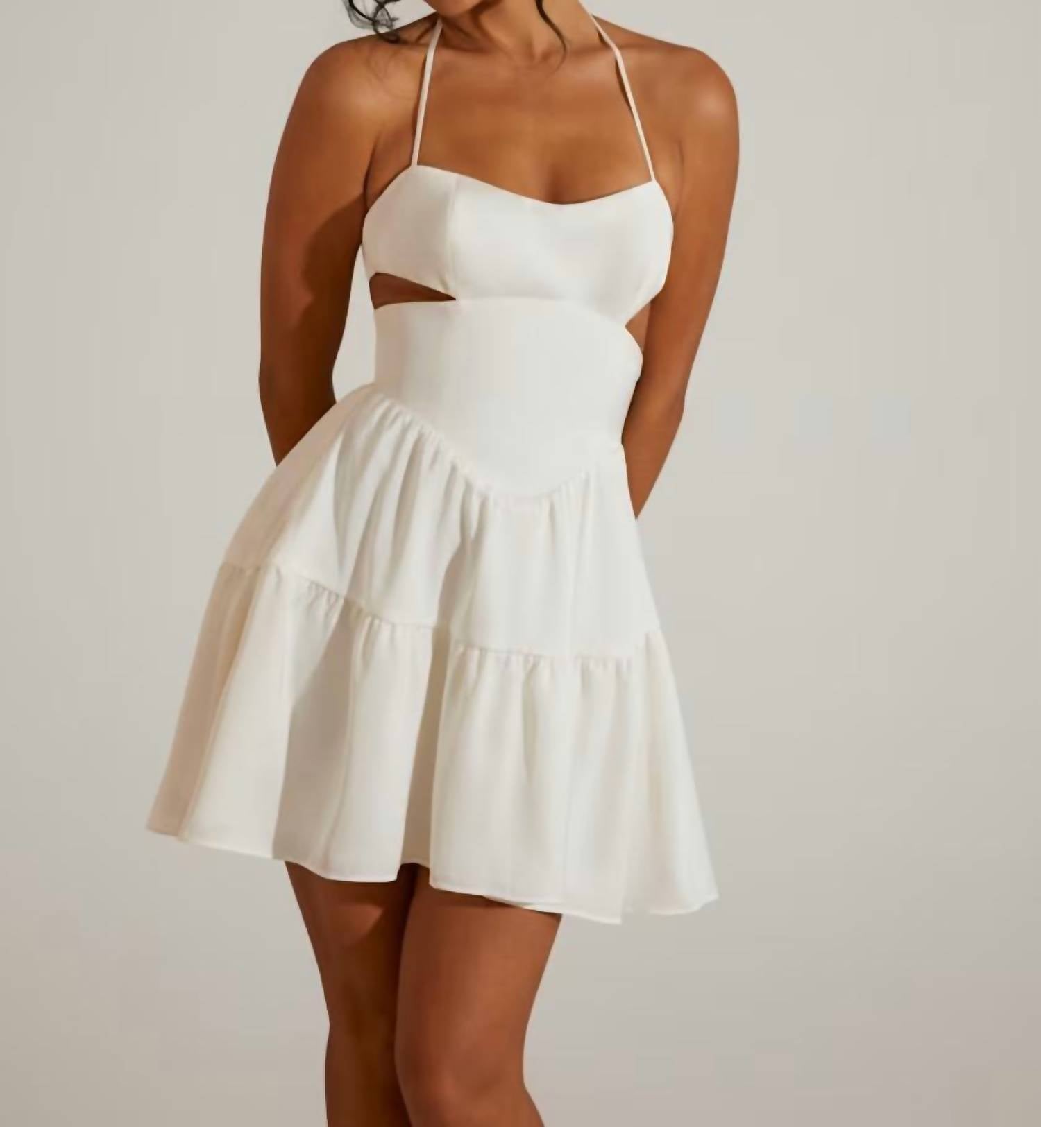 Oh Polly - Fleur Halter Neck Cut Out Mini Dress
