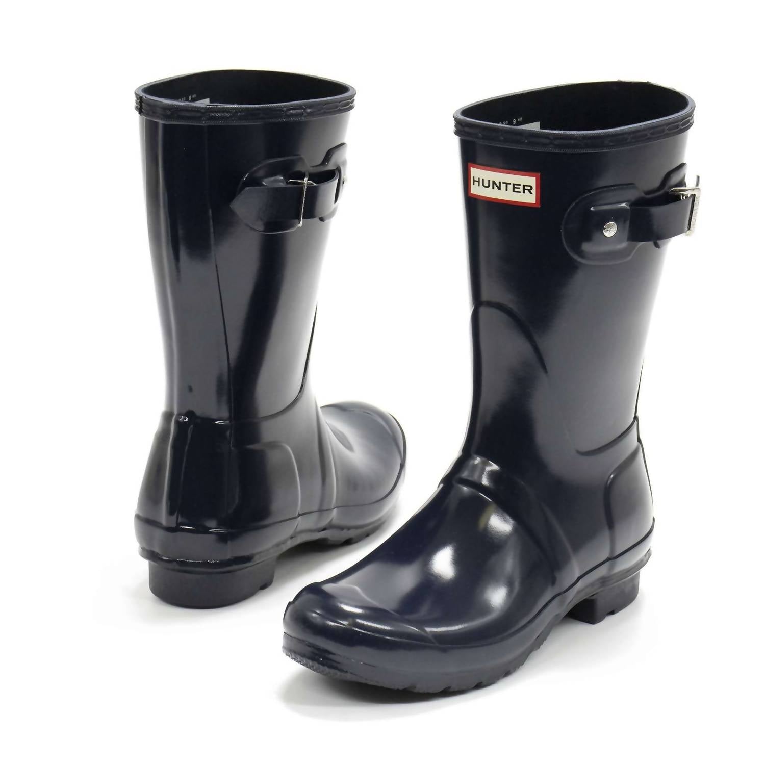 HUNTER Women's Original Short Gloss Rain Boots in navy - women's shoe - view 5