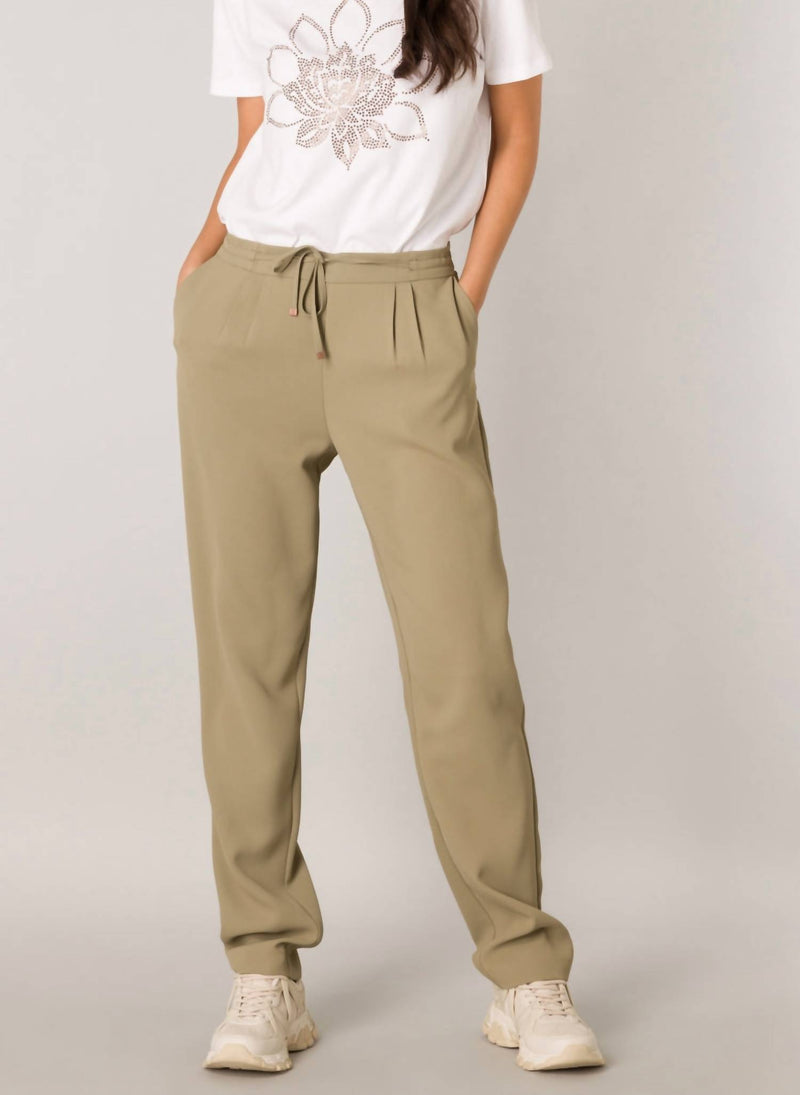 yest Fatima Pleated Trouser in soft army - women's pants