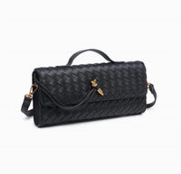 Urban Expressions Women's Top Handle Woven East West Clutch Crossbody Bag in black - women's bag