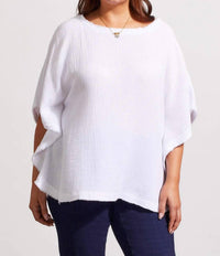 TRIBAL Kaftan Blouse - Plus in white - women's blouse