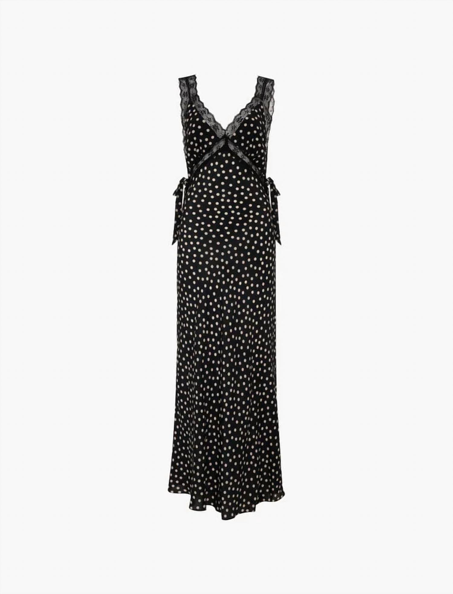 Rumored - Dolly Ditsy Dot Lace Trim Midi Dress