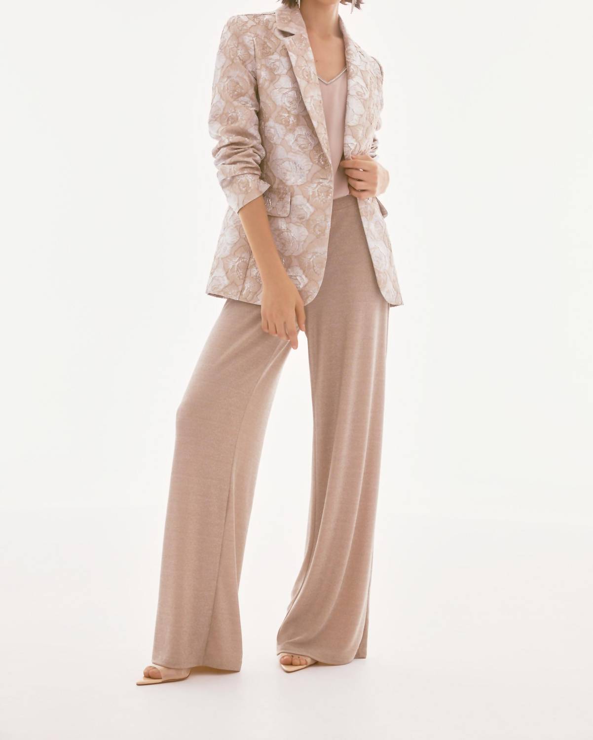 Joseph Ribkoff - Rhinestone Embellished V-neck Satin Top