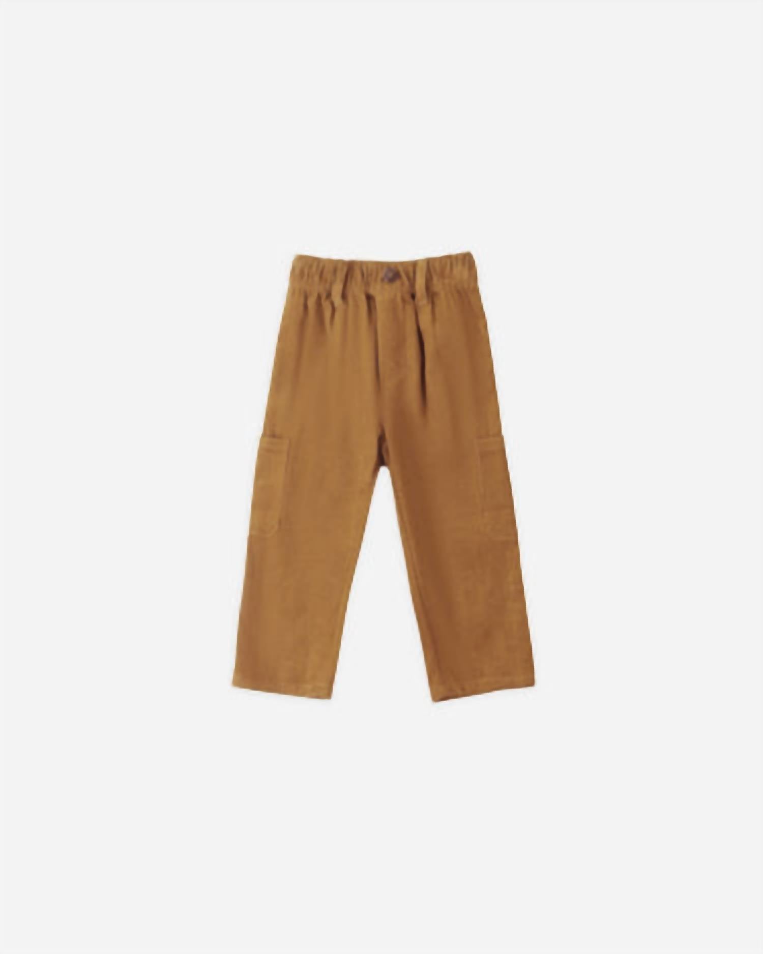 Rylee + Cru Relaxed Cargo Pant in golden - kids' joggers - detail view