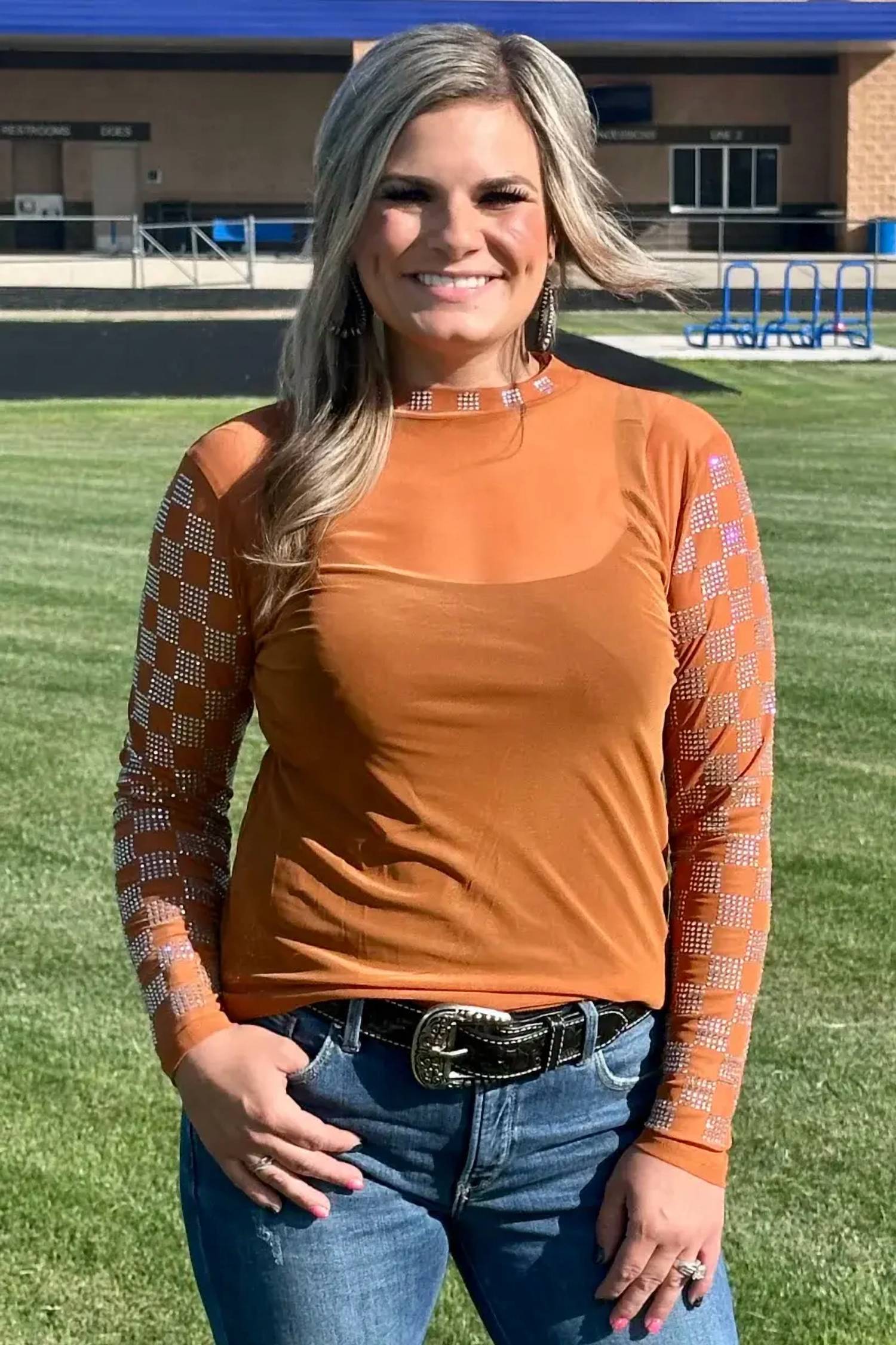 Sterling Kreek - Check Mesh Long Sleeve Top