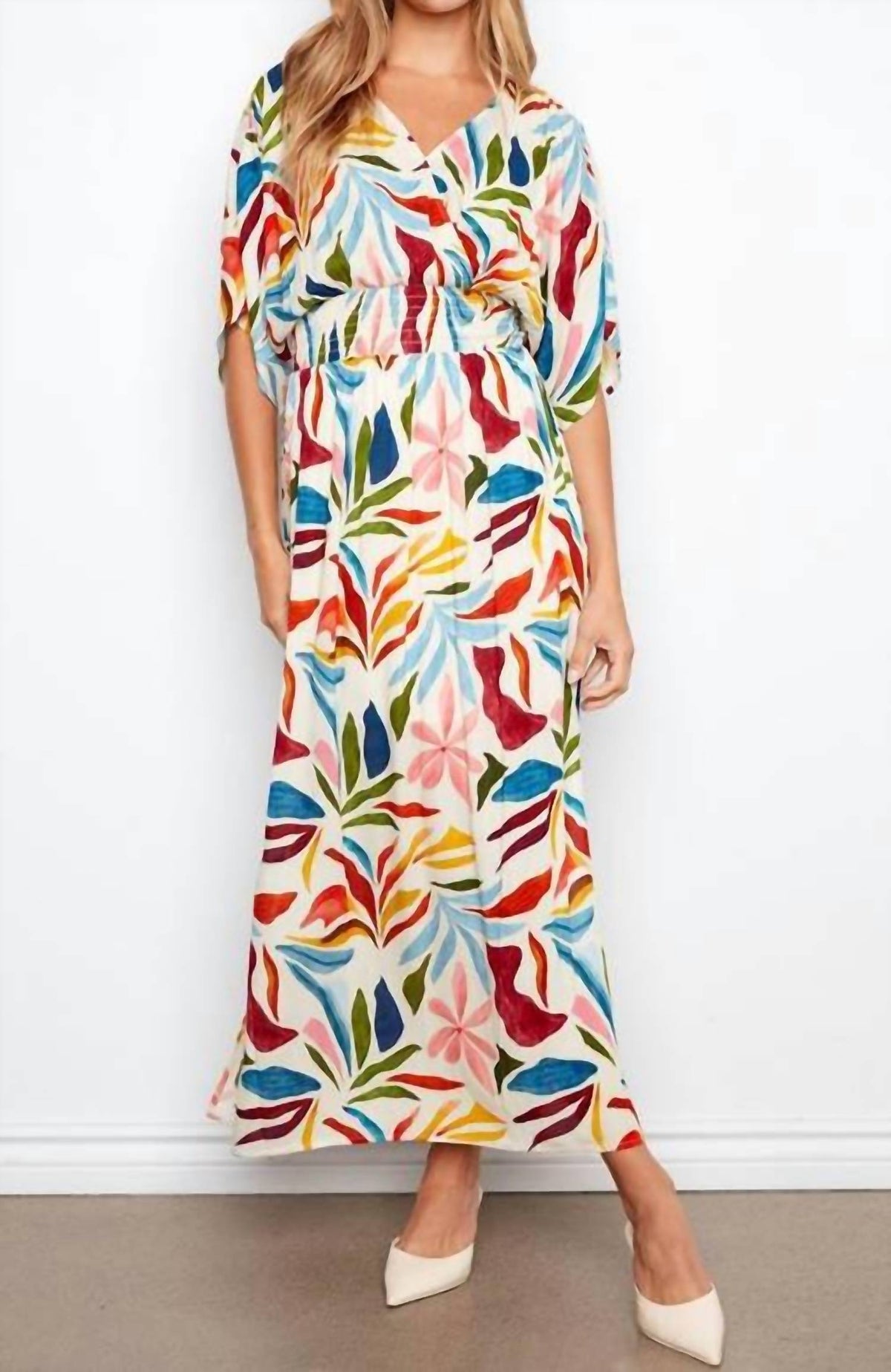 Charlie B - Printed Dolman Sleeve Maxi Dress