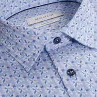 Bugatchi Uomo Mosaic Tiles 8 Way Stretch Shirt in sky - men's shirt - view 4