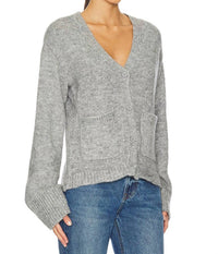 STEVE MADDEN Odelia Cardigan Sweater in heather grey - women's cardigan - detail view