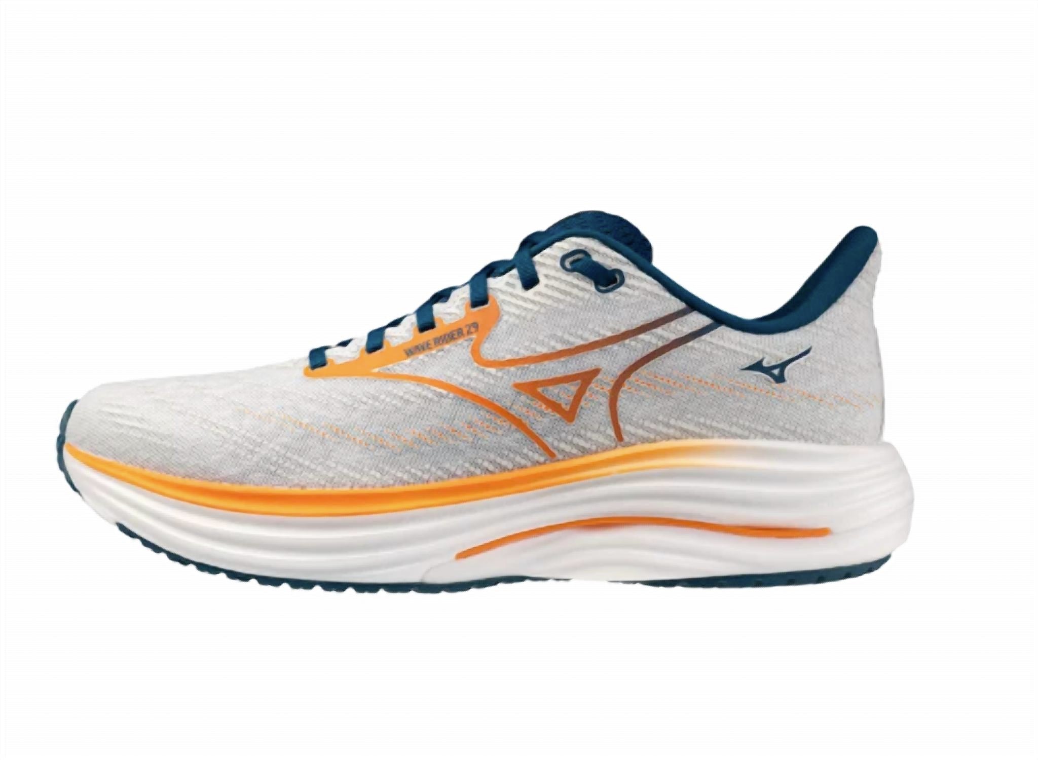 MIZUNO Men's Wave Rider 29 Running Shoes in gf white autumn sunset - men's sneaker - detail view