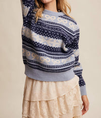 Listicle - Fair Isle Bow Knit Sweater