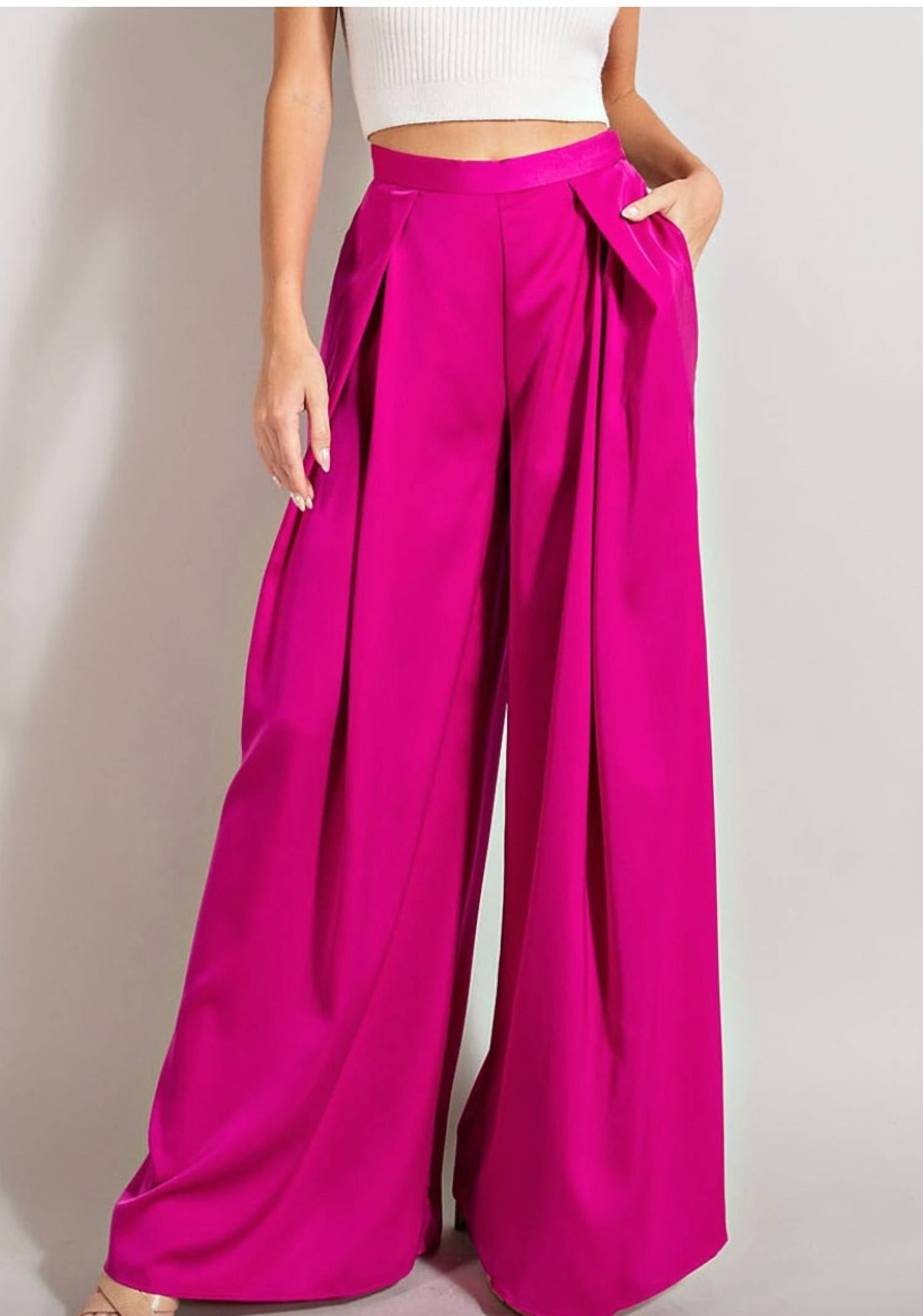 Ee:Some - Pleated Wide Leg Pants