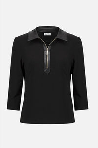 Joseph Ribkoff - Women's Zip Front Faux Collared Top