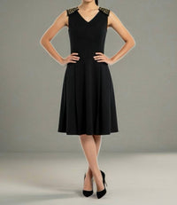 Nue By Shani - Built In Shapewear Embellished Sleeve Dress