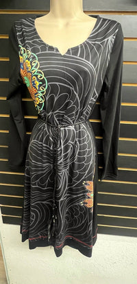 Michael K Women's Belted Beauty Jersey Dress in color wheel black - women's dress