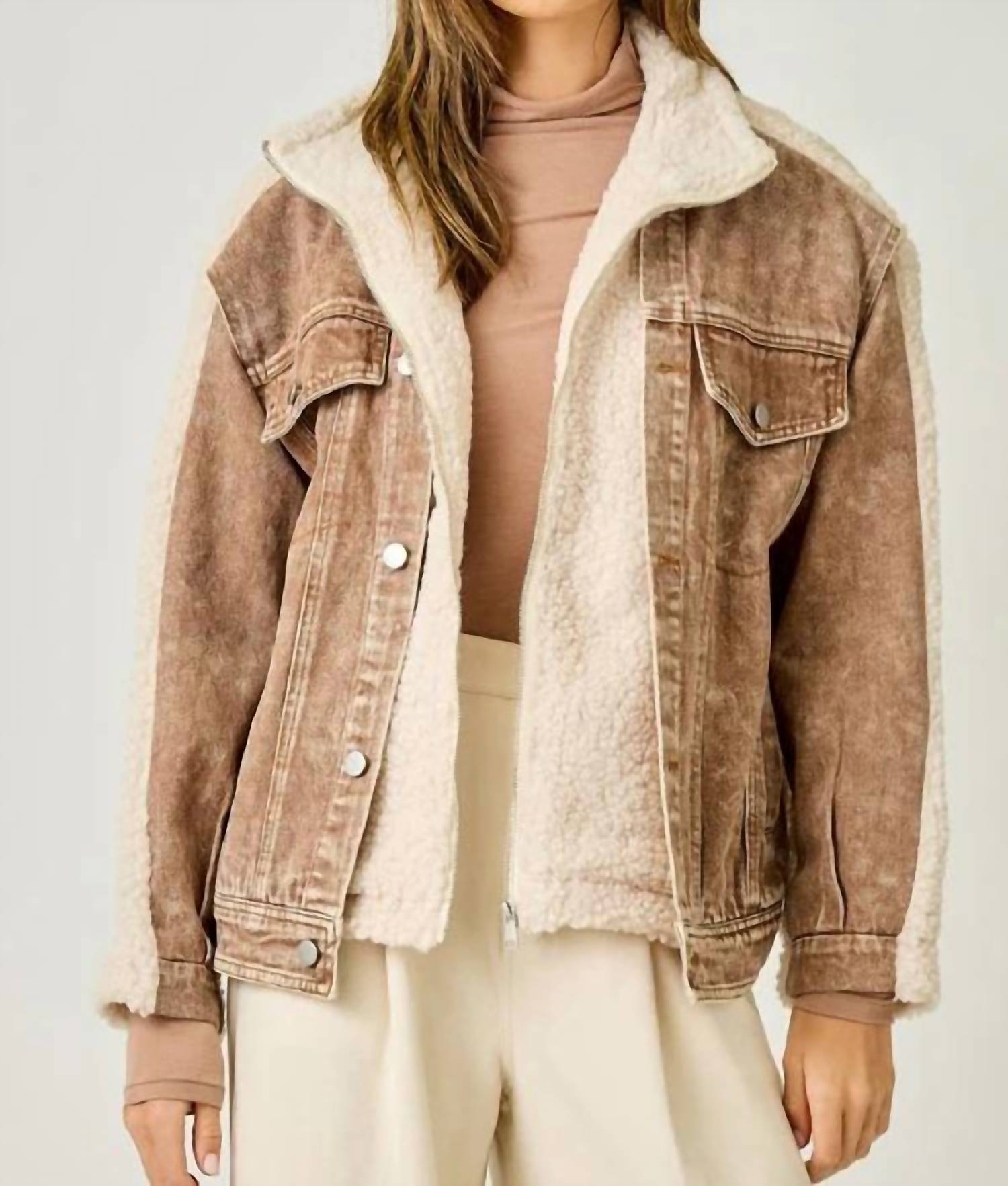 Mystree - Denim Mixed Sherpa Jacket