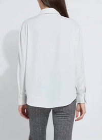 Lysse Natasha Lace Trim Shirt in ice - women's shirt - detail view