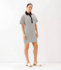 Karen Kane - Stripe Short Sleeve Polo Dress