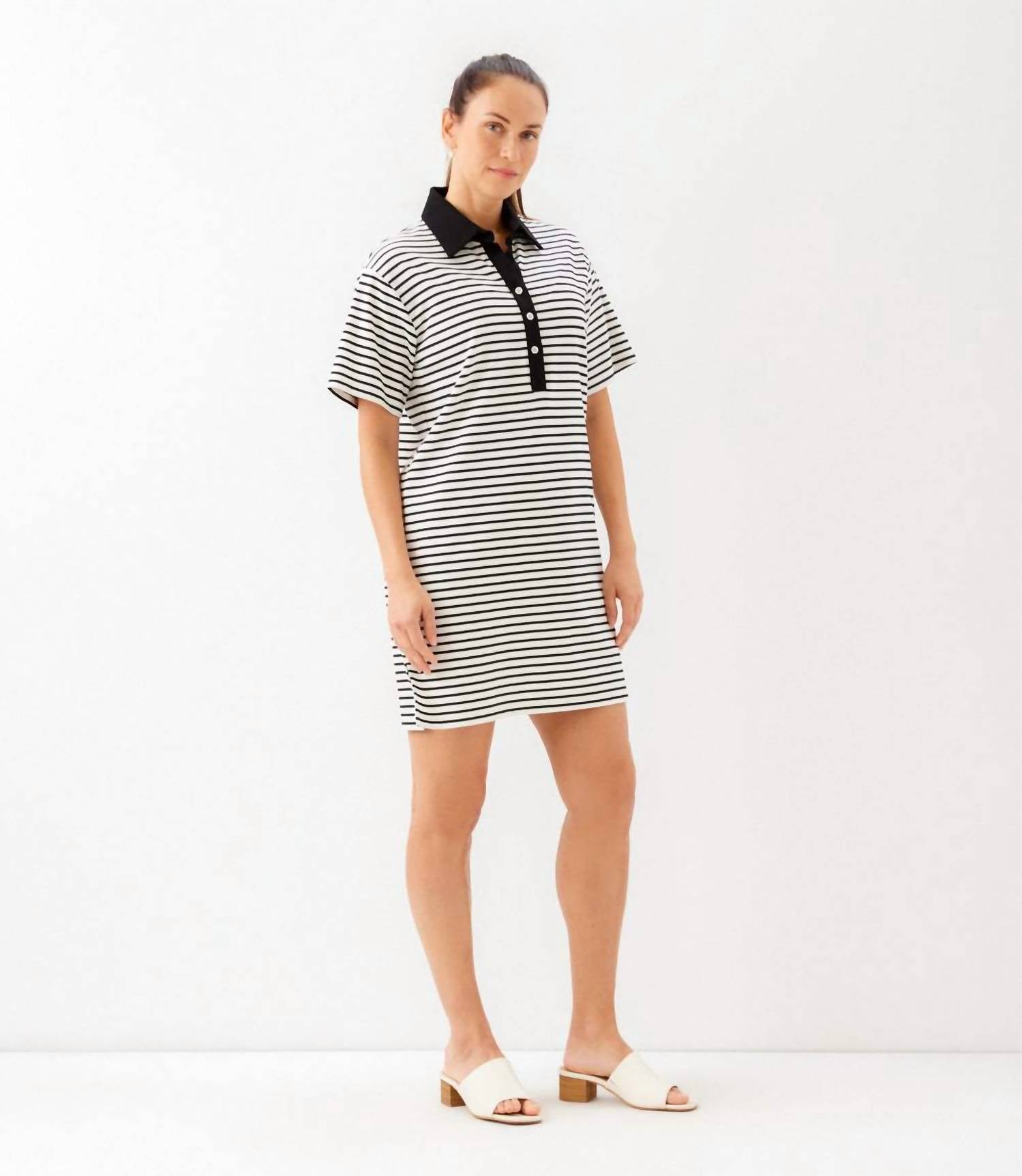 Karen Kane - Stripe Short Sleeve Polo Dress