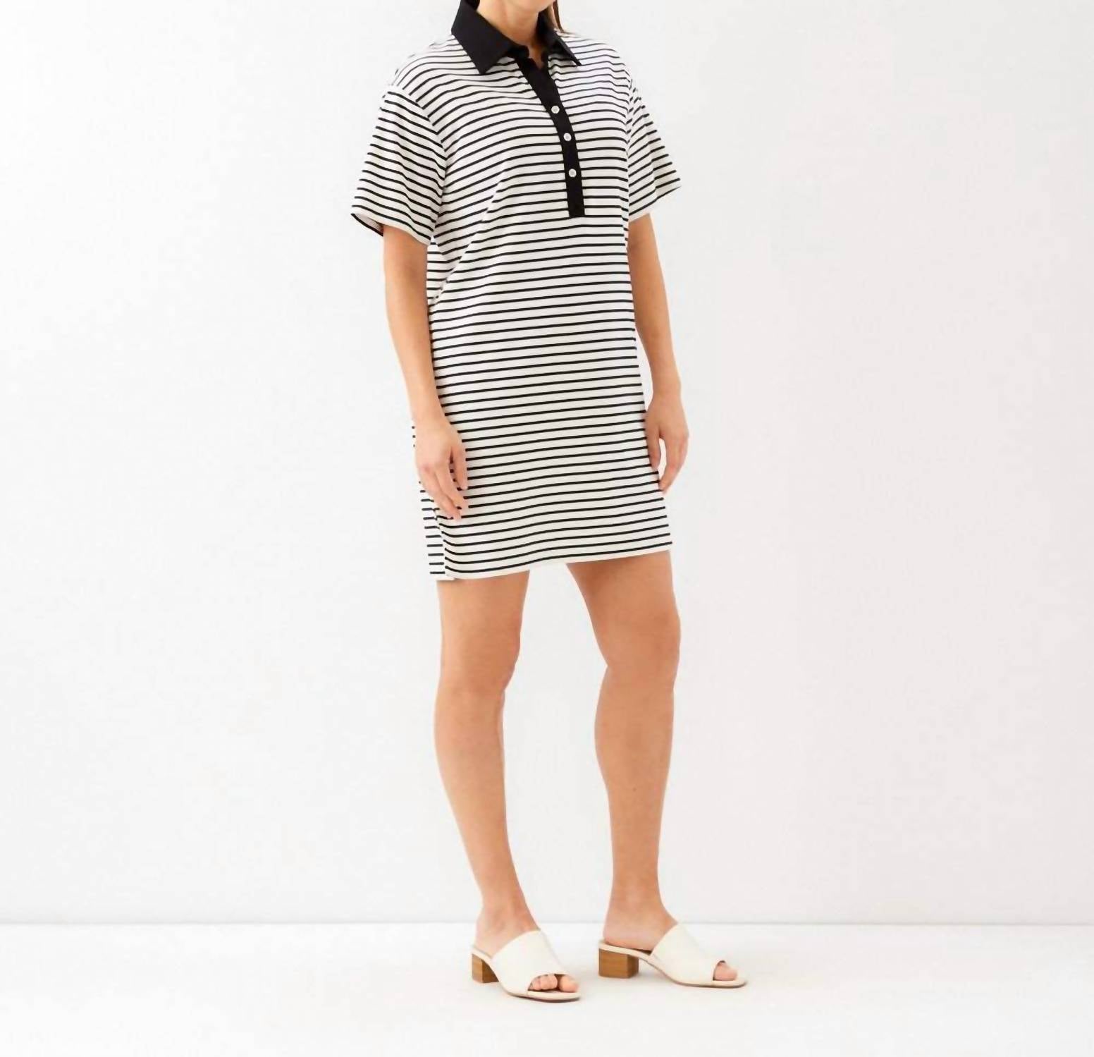 Karen Kane - Stripe Short Sleeve Polo Dress