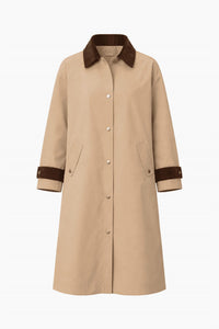 Active Basic - Long Sleeve Contrast Collar Button Down Trench Coat