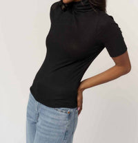 PROJECT SOCIAL T Jesllyn Turtleneck Rib Tee in black - women's t-shirt - alternate view