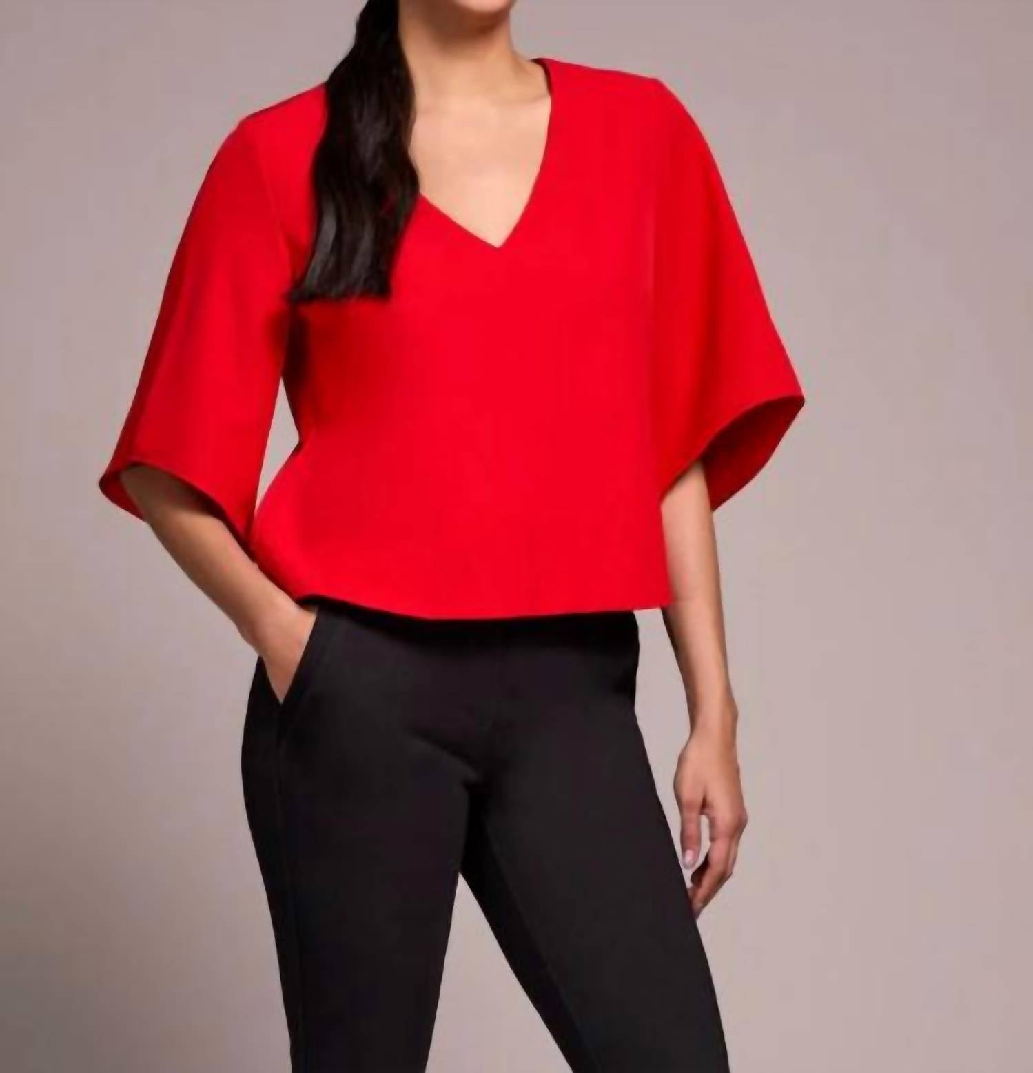 Tribal - Signature Crepe Flutter Sleeve V Neck Blouse