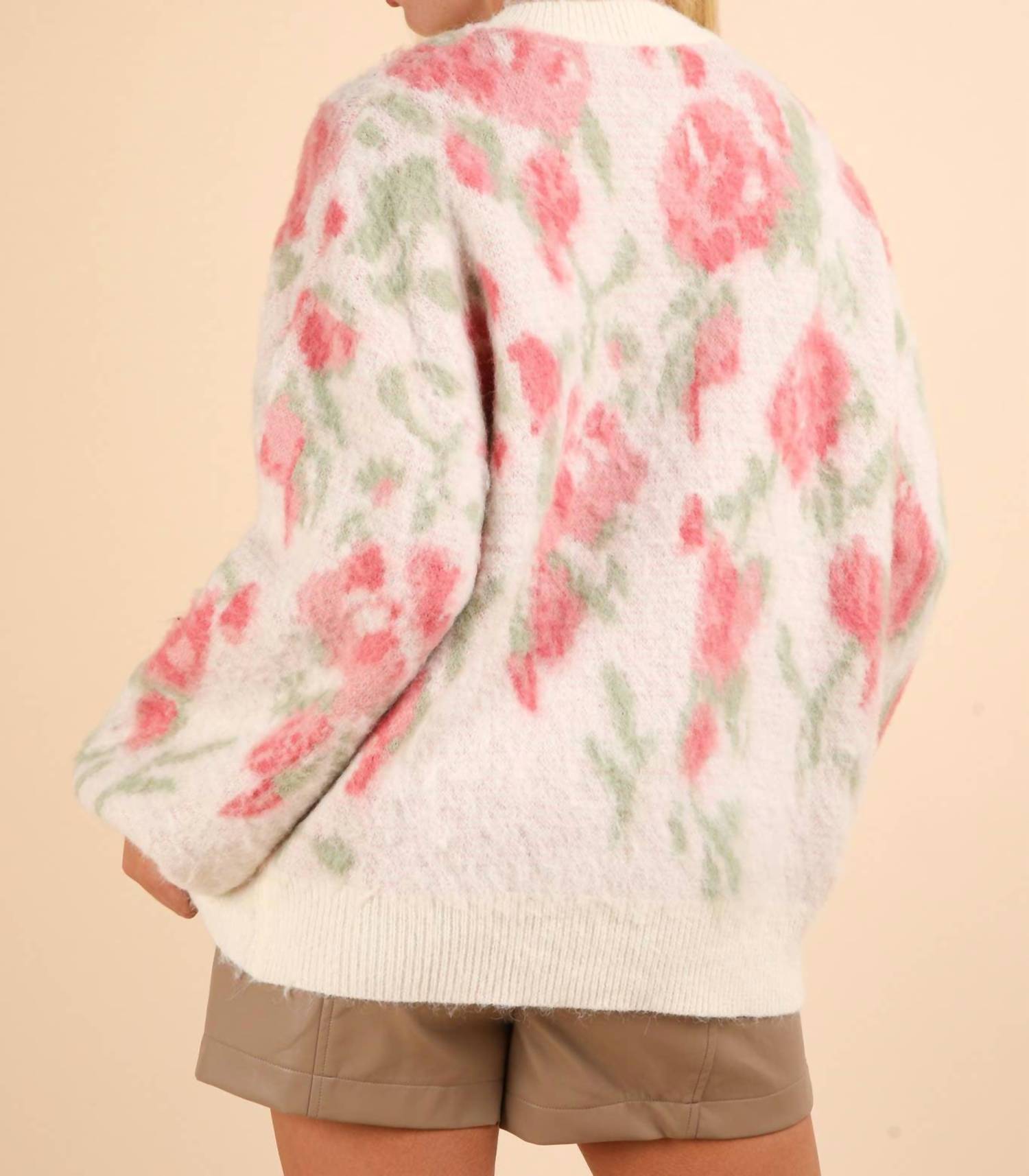 Very J - Garden Bliss Floral Print Knit Sweater