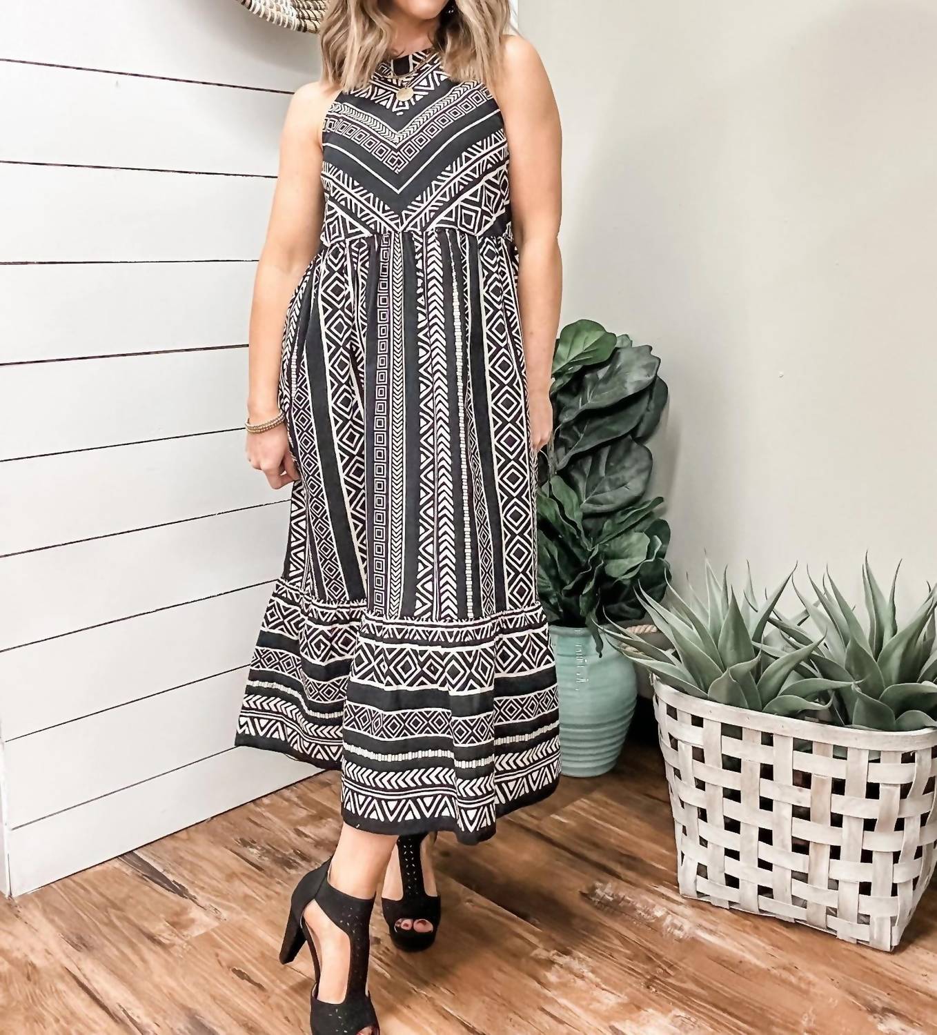 Tribal - Print Halter Dress