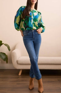 Tribal - Audrey Straight Crop Jeans With Tape Embroidery