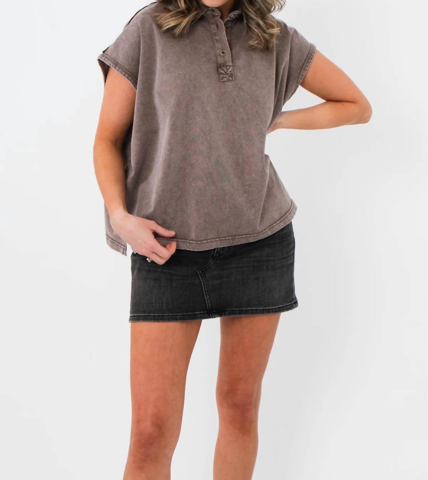 Bucketlist - Double Check Sleeveless Polo Top