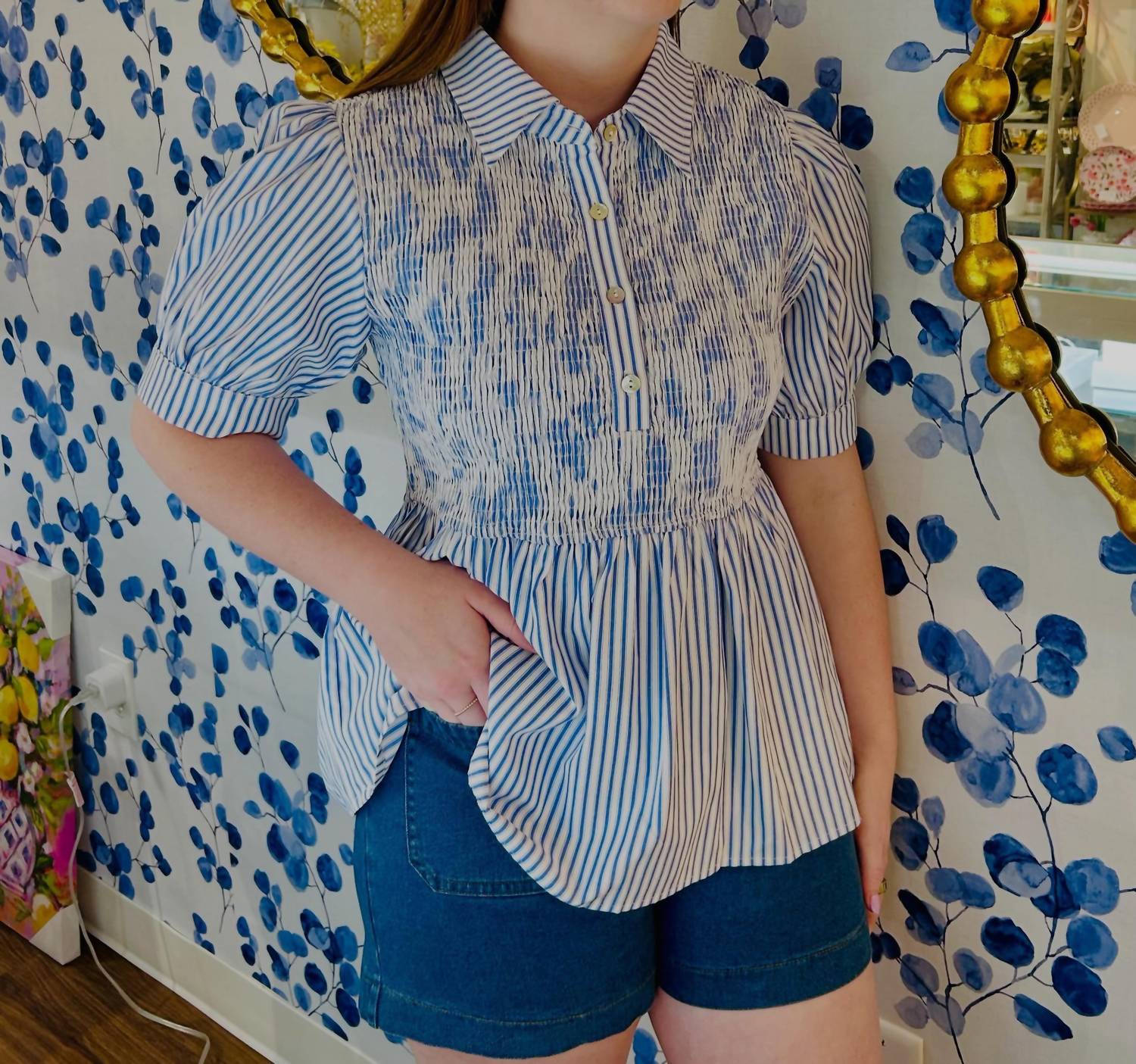 Jodifl - Striped Smocked Top