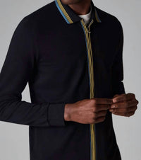 Paul Smith - Contrast Tipping Full-zip Long-sleeve Polo Shirt