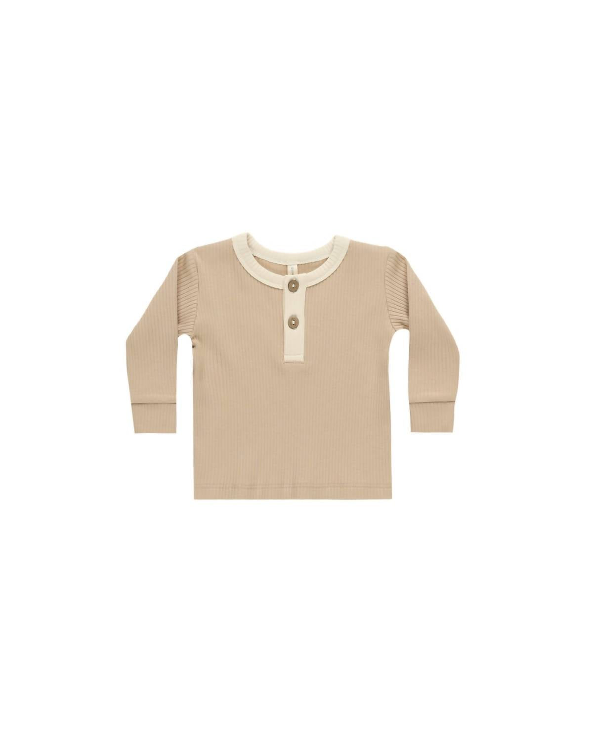 Quincy Mae - Girls' Ribbed Henley And Legging Set