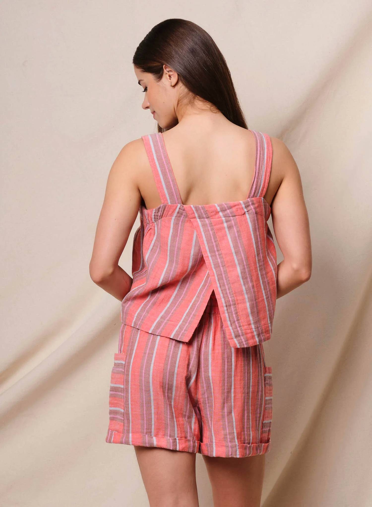 Sundry - Crossback Swing Striped Tank Top