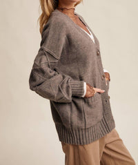 Listicle - Textured Knit Button Up Cardigan