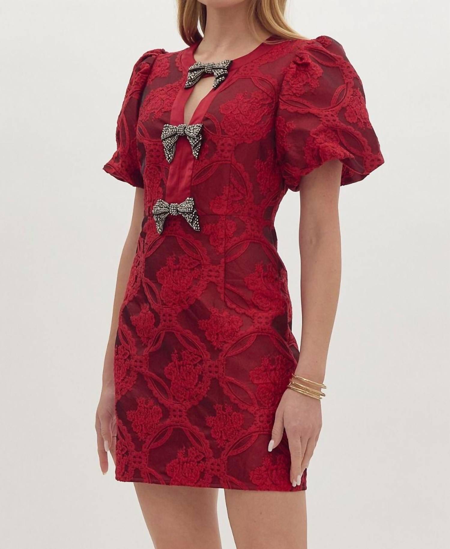 entro Ruby Dress in red - women's dress - alternate view