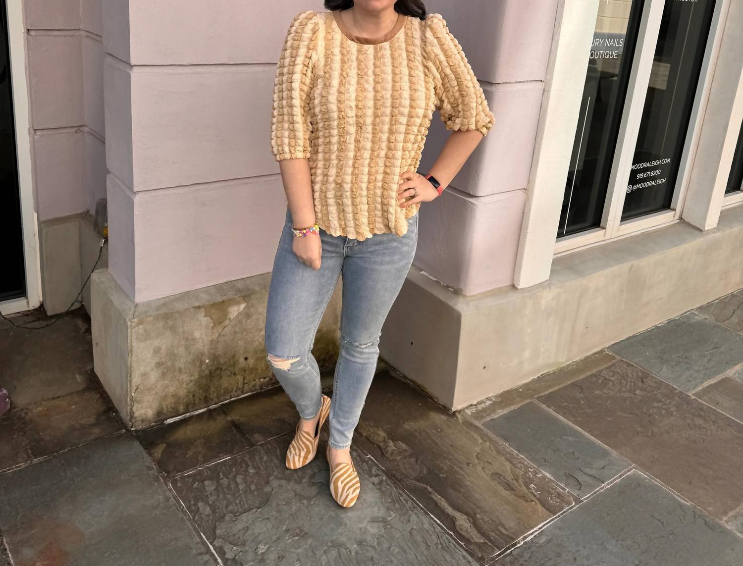 Voy - Multi Color Puff Textured Top