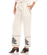 Karen Kane - Embroidered Drawstring Ankle Pants
