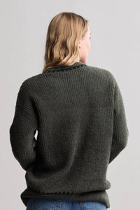 Barefoot Dreams - Cozy Chic Ribbed Sweater With Blanket Stitch